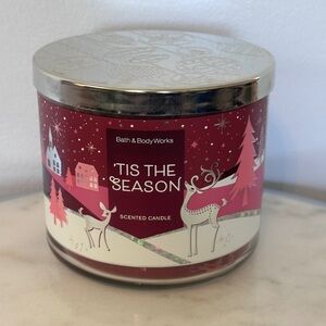 Bath & Body Works 3 Wick Scented Candle New ‘Tis the Season Christmas holiday